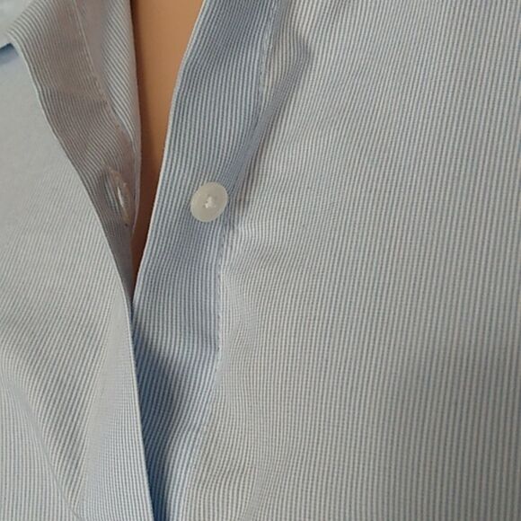 APT 9 ESSENTIALS Womens Light Blue Pinstripe Button Down Shirt Size 16 - Picture 3 of 11